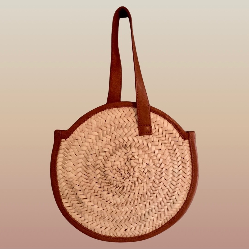 Straw and Faux Leather Purse/Bag/Wristlet